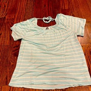 Light blue and white top